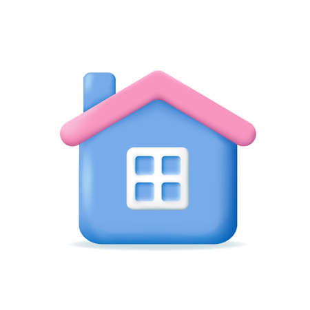 3d House icon isolated on white background. Real estate element vector illustration for house sale, bank loan or mortgage concept.のイラスト素材