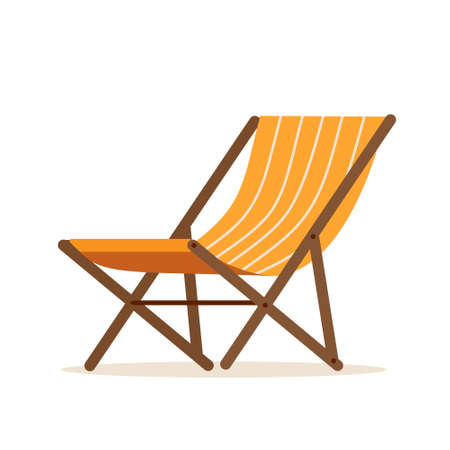Furniture icon for summer patio. Restaurant or cafe wooden chair for beach holiday. Vector illustration isolated on white background.のイラスト素材