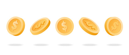 3d money coins icons. Mobile payment, Internet banking, Money Saving, cashless concept vector illustration isolated on white background.のイラスト素材