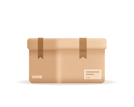 3d cardboard box for transporting goods. Carton delivery packaging for fast Delivery or shopping concept. Vector icon illustration isolated on white background.のイラスト素材
