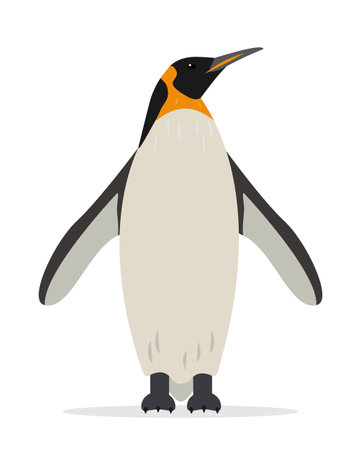 Penguin icon isolated on white background. Big Emperor or King penguin, bird of Antarctica. Flat or cartoon nature animal vector illustration.のイラスト素材