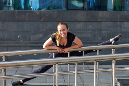 Stretching fit or dancer woman doing exercise