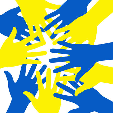 No war in Ukraine vector poster. Peoples hands support Ukraine.のイラスト素材