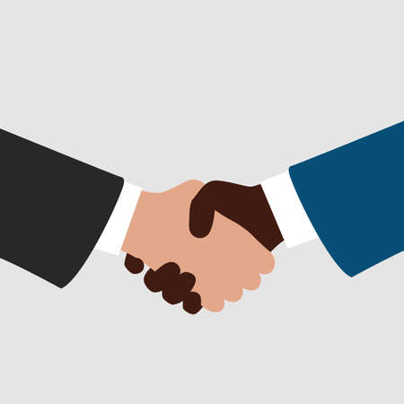 handshake. Black and white shaking hands. Partnership, agreement, friendship, global international business conceptsのイラスト素材