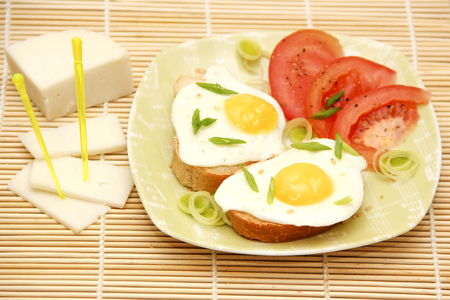 Fried quail eggs.の写真素材