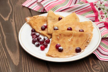 Pancakes with cranberriesの写真素材