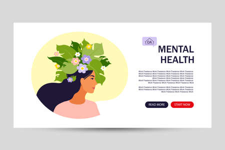 Mental health landing page template concept. Flat. Vector illustration.のイラスト素材