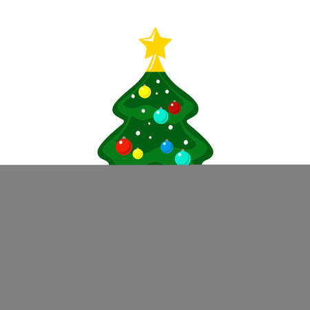 Decorated Christmas tree. Vector illustration. Flatのイラスト素材