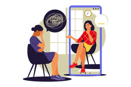 Psychological counseling concept. Psychological assistance service. Vector illustration.のイラスト素材