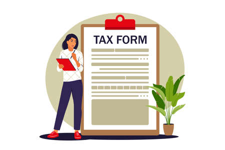 Tax form concept. Online tax payment. Vector illustration. Flatのイラスト素材