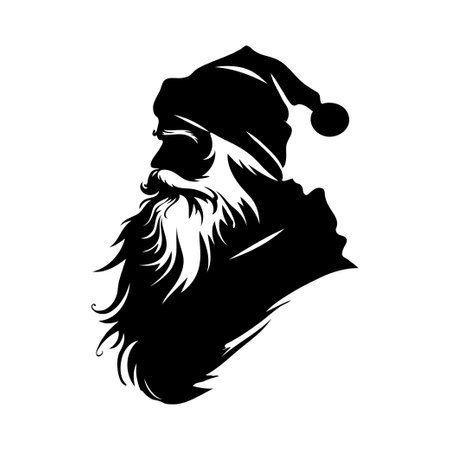 Silhouette portrait Santa Claus Santa Claus with a hat and beard on white background. Vector illustrationの素材