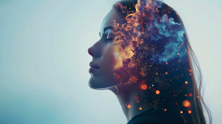 Concept emotional intelligence, exploring the mind, self-discovery, introspection, thinking process. Copy spaceの素材