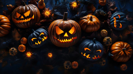 Halloween concept. Glowing pumpkin Background.の素材