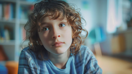 Child boy at session in psychologist's office. Psychologist trying to understand upset child, support him and help cope with problems. Mental health conceptの素材