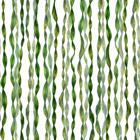 Seamless pattern with thickets of bright green seaweed. Background for textiles, fabrics, banners, wrapping paper, wallpaper and other designs.の写真素材