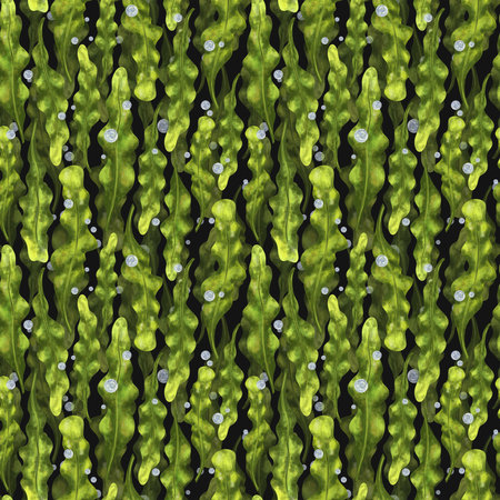 Seamless pattern with thickets of bright green seaweed. Background for textiles, fabrics, banners, wrapping paper, wallpaper and other designs.の写真素材