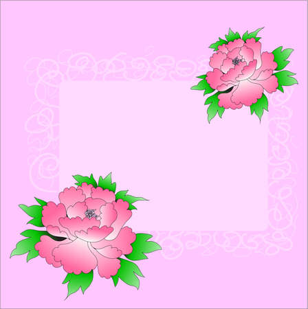 Pink greetings design with two rosesのイラスト素材