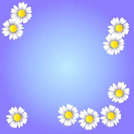 Design with Pretty camomiles on blue backgroundのイラスト素材
