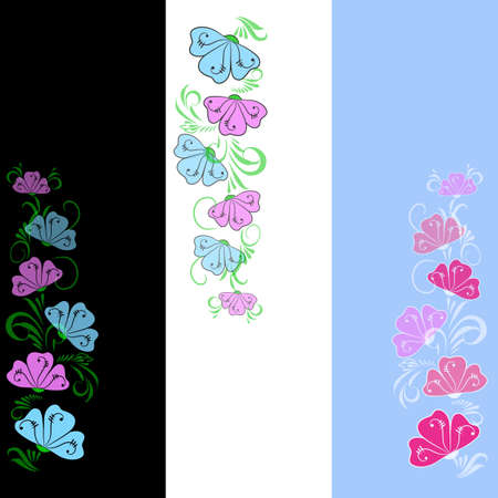 Variety of 3 vertical cards on different floral topicsのイラスト素材