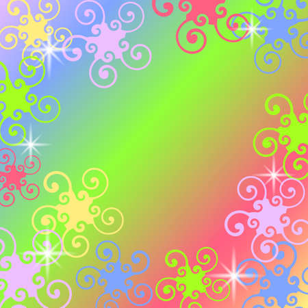 Background with colored swirl elements, stars and free space for your textのイラスト素材