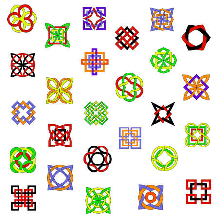 Set of bright colored ornamental elements for designのイラスト素材
