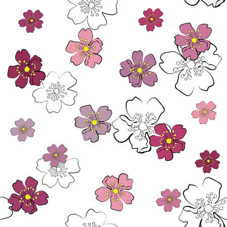 Seamless background with gentle sakura flowersのイラスト素材