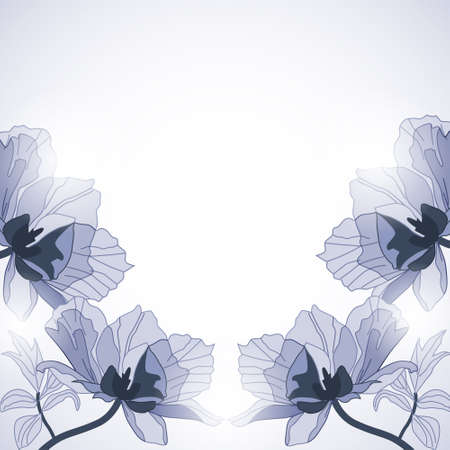 Background with blue abstract flowers in sunlightのイラスト素材