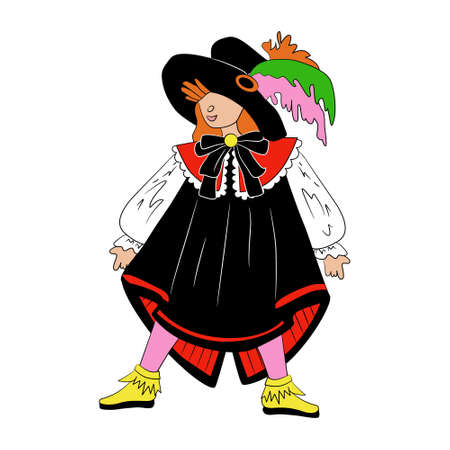 Boy dressed as musketeer for Halloween のイラスト素材