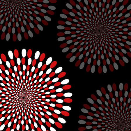 Black background with optical illusion circlesのイラスト素材