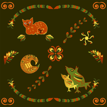 Russian pattern for decorating jewelry boxes, ceramics and fabricsのイラスト素材