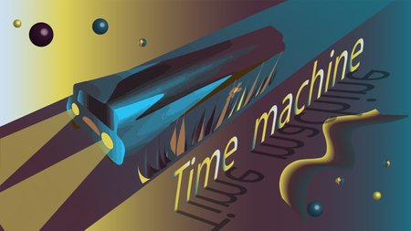 Time machine in the space of the universe. Planets around.のイラスト素材