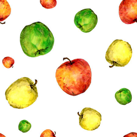Set watercolor illustration on white background. Apple. Suitable for creating textiles, design and packaging of goods.の写真素材