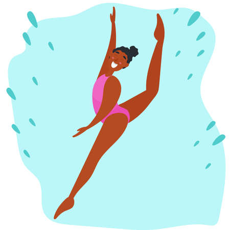 Juneteenth. Black History. Black girl doing rhythmic gymnastics.のイラスト素材