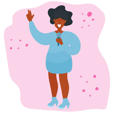 Juneteenth. Black History. A black woman sings a song.のイラスト素材