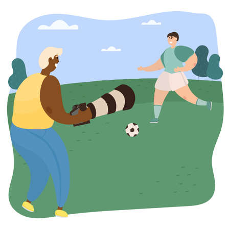 Vector illustration of a sports black reporter at a sports competition.のイラスト素材