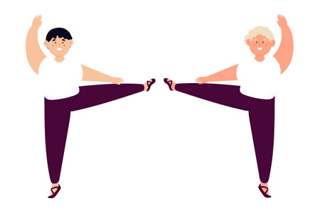 Little boys of different nationalities practice balletのイラスト素材