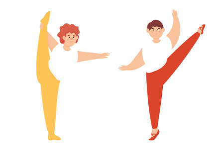 Little boys of different nationalities practice balletのイラスト素材