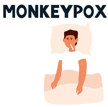 Man lying in bed with monkeypox