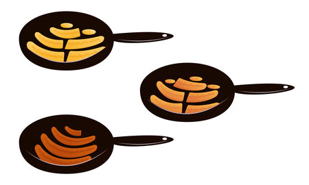 Vector illustration of cooking and serving Tajadas fried banana slices Plantainのイラスト素材
