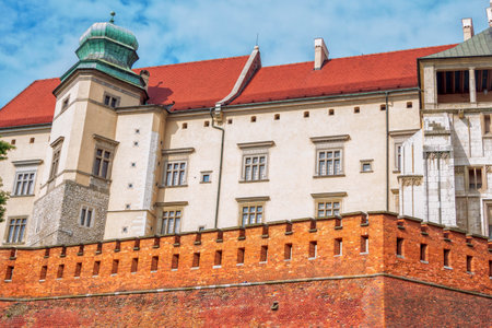 Krakow / Poland - August 14, 2017: Wawel Royal Castle, view of the Jordan Tower and defensive fortification. Medieval residence of kings.のeditorial素材