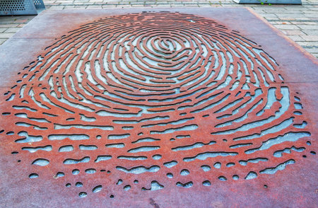 Krakow / Poland- August 14, 2017: unconventional monument - "Trace" by Polish artist Aleksander Janicki dedicated to Czes?aw Mi?osz centenary, located near Wawel Royal Castleのeditorial素材