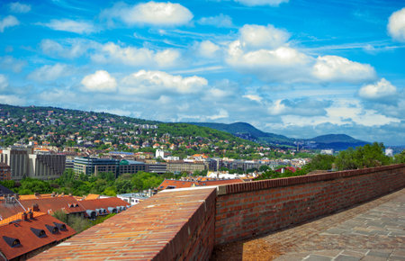 Budapest / Hungary- April 30, 2019: Aerial view of the castle and the skyline.のeditorial素材