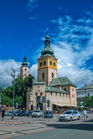 Banska Bystrica, Slovakia - August 17, 2021: summer cityscape- view of Mestsky Grad Castle - part of fomer city fortification. Beautiful historic architectureのeditorial素材