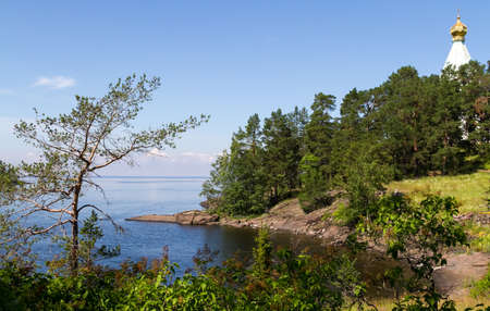 Overlooking the Lake Ladoga. Karelia, Russia.の写真素材