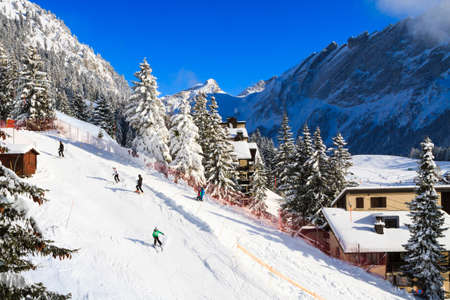 Winter sports in Switzerland, Villars-sur-Ollon.の写真素材