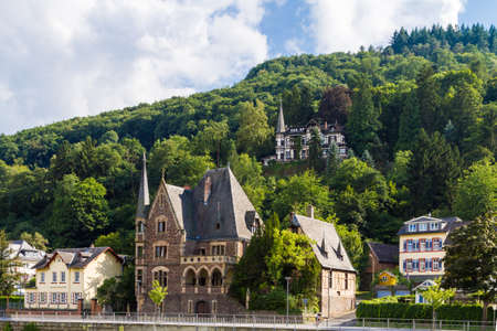 View of the wine town of Cochem at the Moselle in Germanyの写真素材