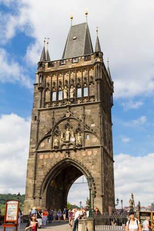 View on old-town bridge tower in Prague, Czech Republic. 08.08.2017.のeditorial素材