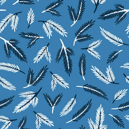 Christmas seamless pattern. Blue and white spruce branches. Cozy and cute illustration for textiles,...