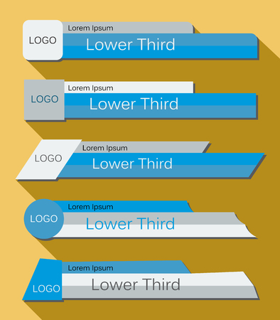 Set  banners Lower Third in the blue, gray and white colors on a yellow  background. Vector illustration.のイラスト素材