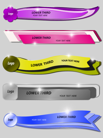 Set bright colorful glowing banners Lower Third design template.のイラスト素材